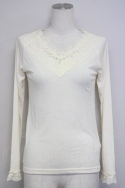 画像1: axes femme / パールレースインナーカットソー M 生成り T-25-07-08-005-AX-TO-SA-ZT