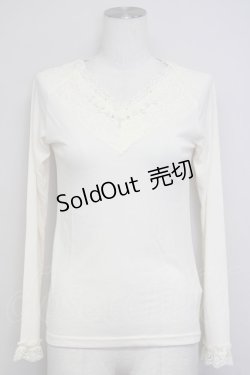 画像1: axes femme / パールレースインナーカットソー M 生成り T-25-07-08-005-AX-TO-SA-ZT429