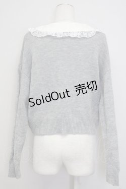 画像2: Secret Honey / 襟付きニットトップス  グレーＸ白 T-25-07-08-011-CA-TO-SA-ZT