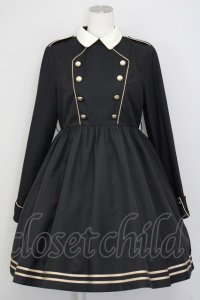To Alice / ナポレオン風長袖ワンピース  黒Ｘ白 T-25-07-08-015-LO-OP-SA-ZT