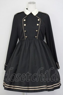 画像1: To Alice / ナポレオン風長袖ワンピース  黒Ｘ白 T-25-07-08-015-LO-OP-SA-ZT