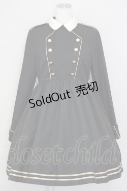 画像1: To Alice / ナポレオン風長袖ワンピース  黒Ｘ白 T-25-07-08-015-LO-OP-SA-ZT414