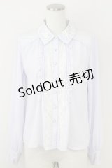 axes femme / レース襟シフォンブラウス  ラベンダーＸ白 T-25-07-09-004-AX-BL-SA-ZI