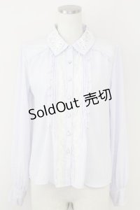 axes femme / レース襟シフォンブラウス  ラベンダーＸ白 T-25-07-09-004-AX-BL-SA-ZI