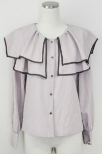 axes femme / パイピングビッグ襟ブラウス  ピンク T-25-07-09-005-AX-BL-SA-ZI