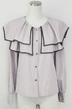 画像1: axes femme / パイピングビッグ襟ブラウス  ピンク T-25-07-09-005-AX-BL-SA-ZT