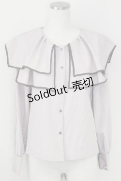 画像1: axes femme / パイピングビッグ襟ブラウス  ピンク T-25-07-09-005-AX-BL-SA-ZI