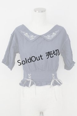 画像1: axes femme / マリン刺繍オフショルブラウス  青 T-25-07-09-006-AX-BL-SA-ZI