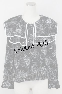 画像1: axes femme / パイピングビッグ襟ブラウス  黒Ｘ白 T-25-07-09-007-AX-BL-SA-ZI