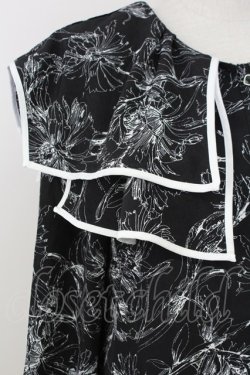 画像4: axes femme / パイピングビッグ襟ブラウス  黒Ｘ白 T-25-07-09-007-AX-BL-SA-ZT