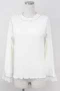 axes femme / バイカラーメロー袖レースプルオーバー  アイボリー T-25-07-09-010-AX-TO-SA-ZT