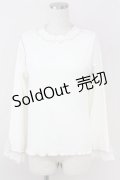 axes femme / バイカラーメロー袖レースプルオーバー  アイボリー T-25-07-09-010-AX-TO-SA-ZI
