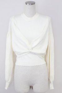 axes femme / レイヤードニットプルオーバー  アイボリー T-25-07-09-011-AX-TO-SA-ZI