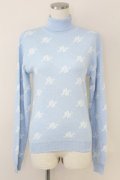 Fickle Bebe / ロゴハイネックニットトップス  サックスＸ白 T-25-07-09-013-0-TO-SA-ZT
