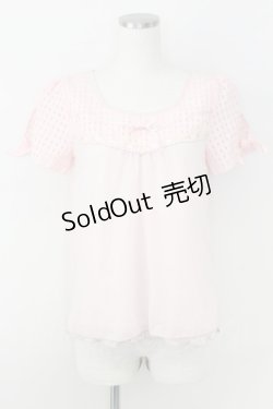 画像1: axes femme / 異素材使い半袖プルオーバー  ピンク T-25-07-09-002-AX-TO-SA-ZI
