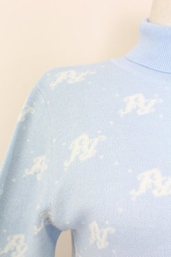 画像3: Fickle Bebe / ロゴハイネックニットトップス  サックスＸ白 T-25-07-09-013-0-TO-SA-ZT