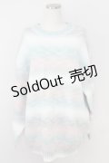 axes femme / モヘア風グラデーションニット  ミントＸピンクＸ白 T-25-07-09-014-AX-TO-SA-ZI