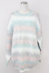 axes femme / モヘア風グラデーションニット  ミントＸピンクＸ白 T-25-07-09-014-AX-TO-SA-ZI