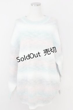 画像1: axes femme / モヘア風グラデーションニット  ミントＸピンクＸ白 T-25-07-09-014-AX-TO-SA-ZI