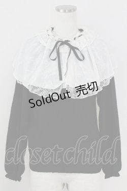 画像1: axes femme / レース重ねケープニットプルオーバー  黒Ｘアイボリー T-25-07-09-015-AX-TO-SA-ZI