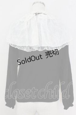 画像2: axes femme / レース重ねケープニットプルオーバー  黒Ｘアイボリー T-25-07-09-015-AX-TO-SA-ZI