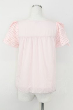 画像2: axes femme / 異素材使い半袖プルオーバー  ピンク T-25-07-09-002-AX-TO-SA-ZT