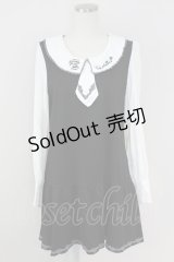 axes femme / 馬車刺繍ワンピース  黒Ｘ白 T-25-07-09-016-AX-OP-SA-ZI