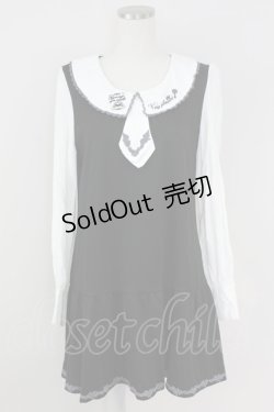 画像1: axes femme / 馬車刺繍ワンピース  黒Ｘ白 T-25-07-09-016-AX-OP-SA-ZT
