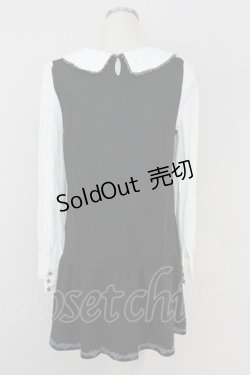 画像2: axes femme / 馬車刺繍ワンピース  黒Ｘ白 T-25-07-09-016-AX-OP-SA-ZT