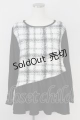 axes femme / チェック切り替えチュニックトップス  黒Ｘ白チェック T-25-07-09-017-AX-TO-SA-ZI