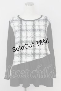 axes femme / チェック切り替えチュニックトップス  黒Ｘ白チェック T-25-07-09-017-AX-TO-SA-ZI