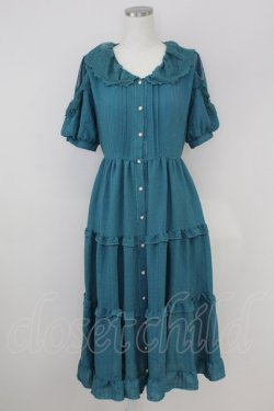 画像1: axes femme POETIQUE / リボン付ドーリーロングワンピース  グリーン T-25-07-09-018-AX-OP-SA-ZT