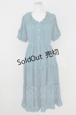 画像1: axes femme POETIQUE / リボン付ドーリーロングワンピース  グリーン T-25-07-09-018-AX-OP-SA-ZI