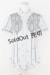 axes femme / パネルプリント半袖ブラウス M グレー T-25-07-09-003-AX-BL-SA-ZI