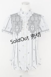 axes femme / パネルプリント半袖ブラウス M グレー T-25-07-09-003-AX-BL-SA-ZI