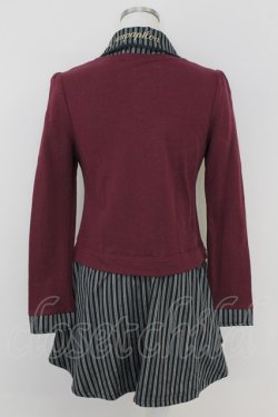 画像2: axes femme POETIQUE / ストライプブラウス重ね着風ワンピース  ボルドーＸグレー T-25-07-09-021-AX-OP-SA-ZT