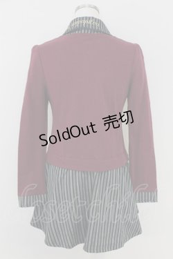 画像2: axes femme POETIQUE / ストライプブラウス重ね着風ワンピース  ボルドーＸグレー T-25-07-09-021-AX-OP-SA-ZI