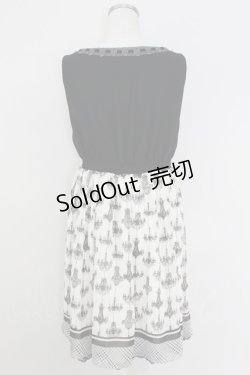 画像2: axes femme / シャンデリア柄切替ワンピース  黒Ｘアイボリー T-25-07-09-022-AX-OP-SA-ZI