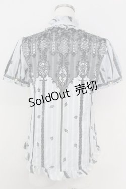 画像2: axes femme / パネルプリント半袖ブラウス M グレー T-25-07-09-003-AX-BL-SA-ZT