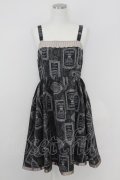 axes femme / アンティークラベルptワンピース M 黒 T-25-07-09-023-AX-OP-SA-ZT