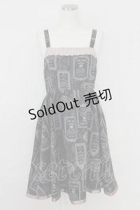 axes femme / アンティークラベルptワンピース M 黒 T-25-07-09-023-AX-OP-SA-ZI