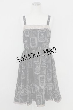 画像1: axes femme / アンティークラベルptワンピース M 黒 T-25-07-09-023-AX-OP-SA-ZI