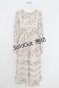 画像1: axes femme NOSTALGIE / ヴィンテージフラワー柄ワンピース  ブラウンＸピンク T-25-07-09-024-AX-OP-SA-ZI