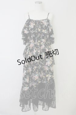 画像1: axes femme / フラワーシャワープリントワンピース  黒 T-25-07-09-025-AX-OP-SA-ZT