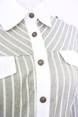 画像4: axes femme / ストライプバイカラーワンピース  アイボリーＸカーキ T-25-07-10-016-AX-OP-SA-ZI