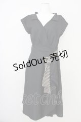 axes femme / ラップ風シャツワンピース  黒 T-25-07-10-018-AX-OP-SA-ZI