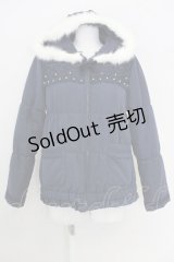 axes femme / レース×ビジューダウンジャケット  ネイビー T-25-07-10-023-AX-CO-SA-ZI