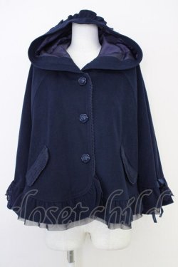 画像1: axes femme POETIQUE / ポンチョコート  紺 T-25-07-10-024-AX-CO-SA-ZT