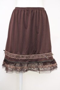 axes femme / レース重ねペチスカート  ブラウン T-25-07-10-006-AX-SK-SA-ZI