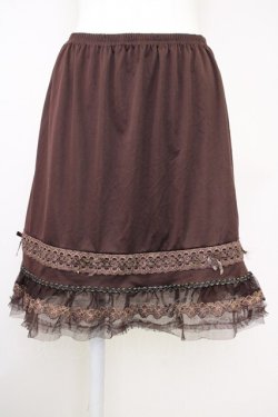 画像1: axes femme / レース重ねペチスカート  ブラウン T-25-07-10-006-AX-SK-SA-ZT